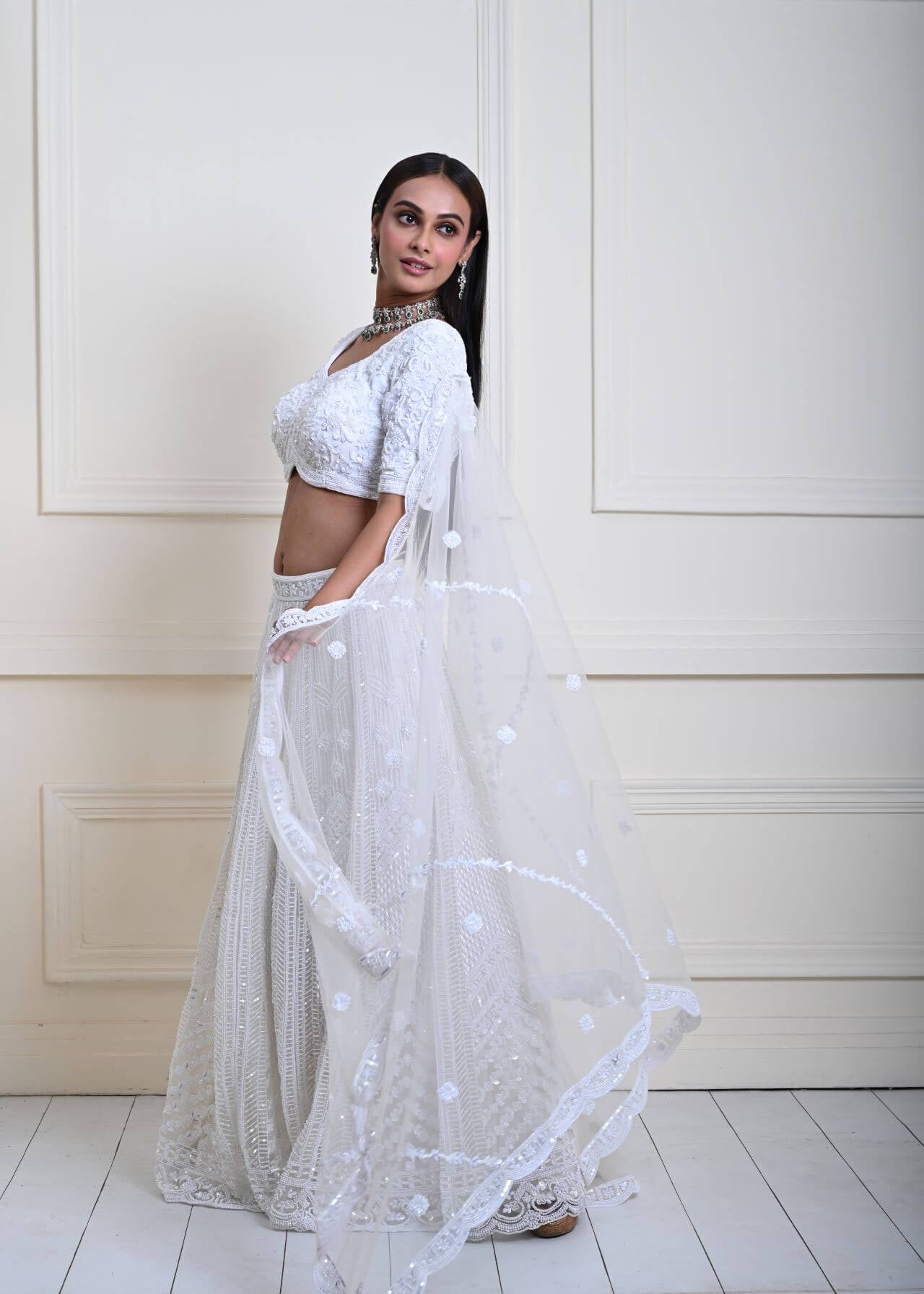 Elegant Ivory White Lehenga Set | Wedding Attire