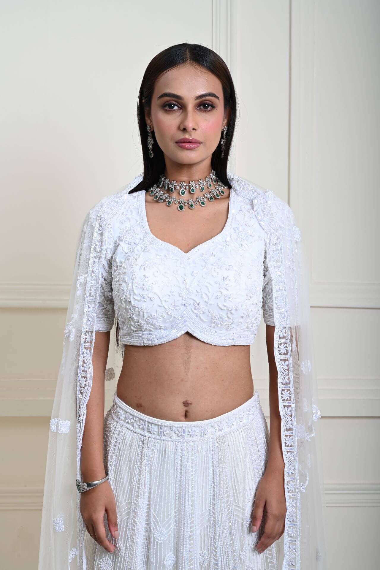 Dreamy Ivory White Lehenga | Pearl Embroidered