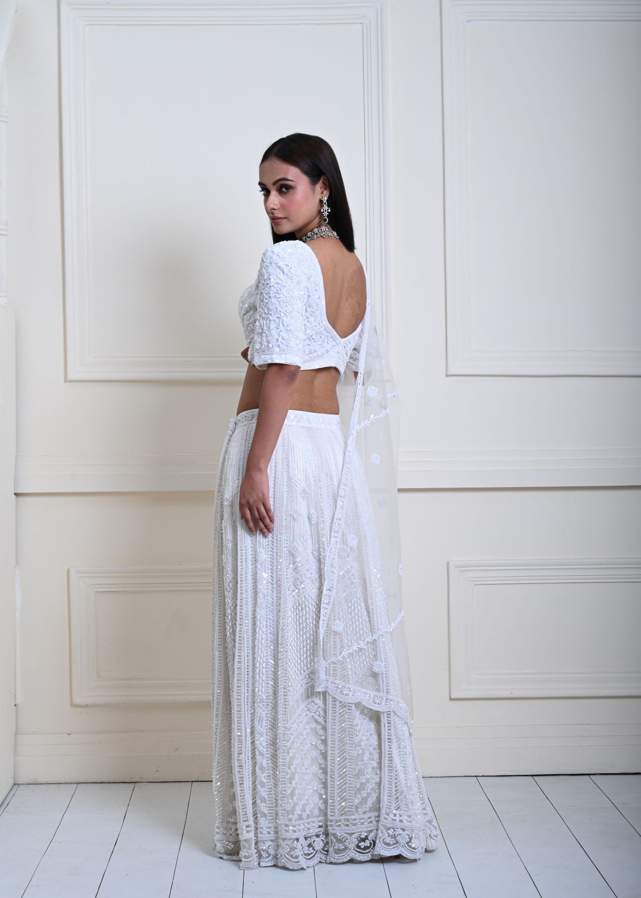 Dreamy Ivory White Lehenga | Pearl Embroidered