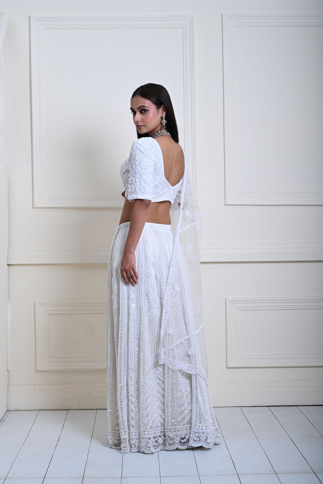 Dreamy Ivory White Lehenga | Pearl Embroidered