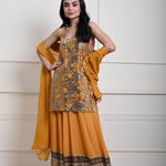 Stylish Mustard Yellow Lehenga | Long Top Design