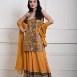 Stylish Mustard Yellow Lehenga | Long Top Design