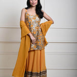 Stylish Mustard Yellow Lehenga | Long Top Design