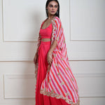 Elegant Rani Pink Draped Skirt and Stylish Cape Set | Indain Fashion