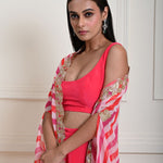 Stylish Rani Pink Drape Skirt and Cape Set with Intricate Zari Detailing | Party Wear