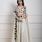 Luxurious Ivory Cape Lehenga Set with Hand Embroidered Work in Tissue Silk | Indian bridal Wear| Traditional Ethnnic Wear