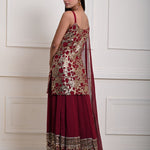 Stunning Deep Maroon Sequin Work Lehenga Set with Long Top| Traditional Indian Fashion 