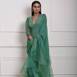 Sea Green Georgette Ruffle Saree