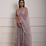 Mauve Floral Embroidered Bridesmaid Lehenga Set, Indian Wedding Wear, Bridal Lehenga