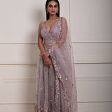 Mauve Floral Embroidered Bridesmaid Lehenga Set, Indian Wedding Wear, Bridal Lehenga