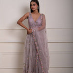 Mauve Floral Embroidered Bridesmaid Lehenga Set, Indian Wedding Wear, Bridal Lehenga