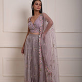 Mauve Bridesmaid Lehenga with Intricate Floral Embroidery