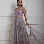 Mauve Floral Embroidered Bridesmaid Lehenga Set