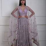 Stunning Mauve Lehenga | Intricate Floral Embroidery