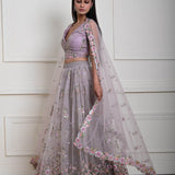 Mauve Bridesmaid Lehenga with Intricate Floral Embroidery