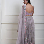 Mauve Floral Embroidered Bridesmaid Lehenga Set, Indian Wedding Wear, Bridal Lehenga