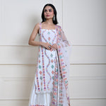 White Sharara Set, Multicolor Embroidered Sharara, Indian Ethnic Wear