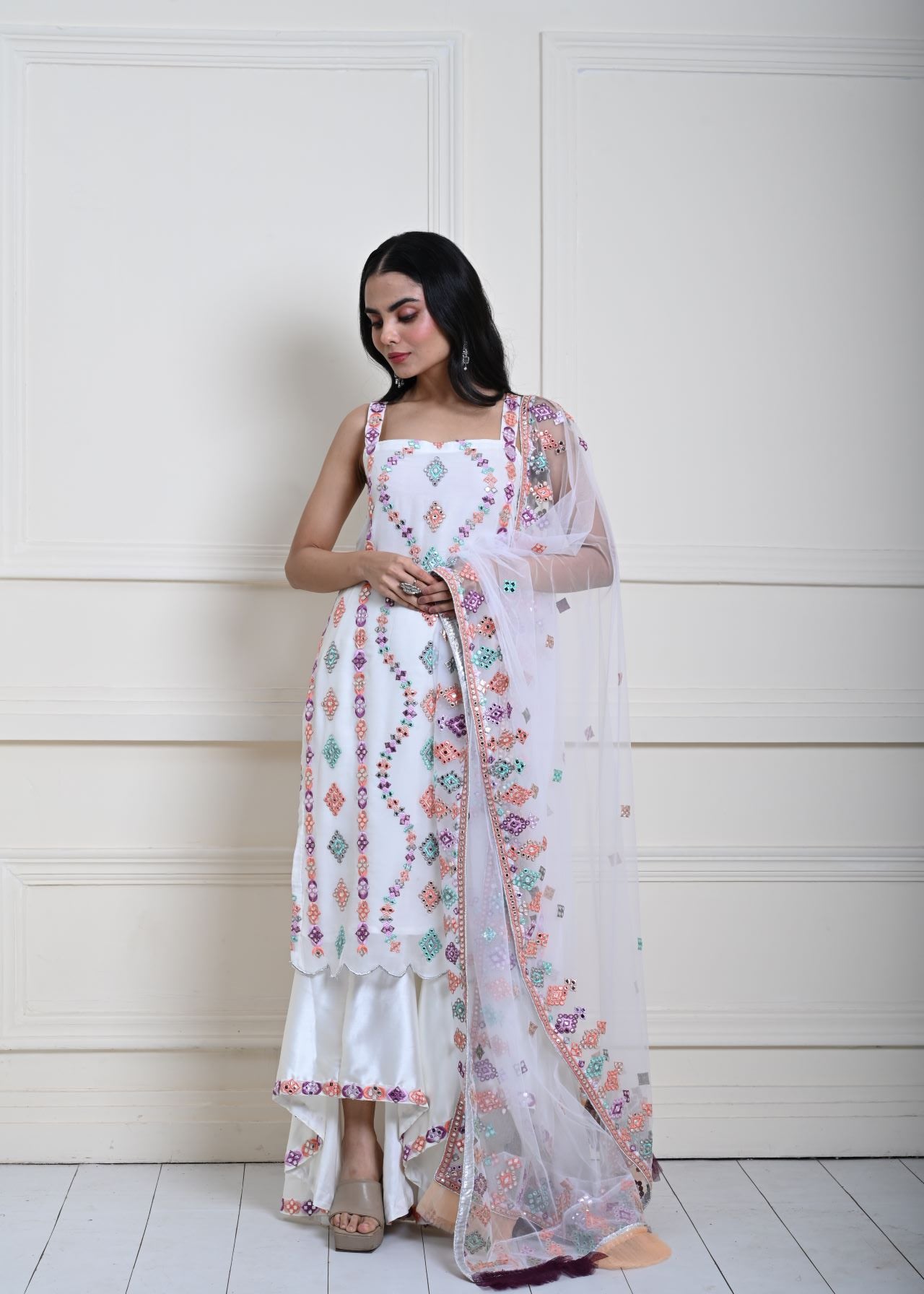 Elegant White Sharara Set | Perfect for Weddings and Parties