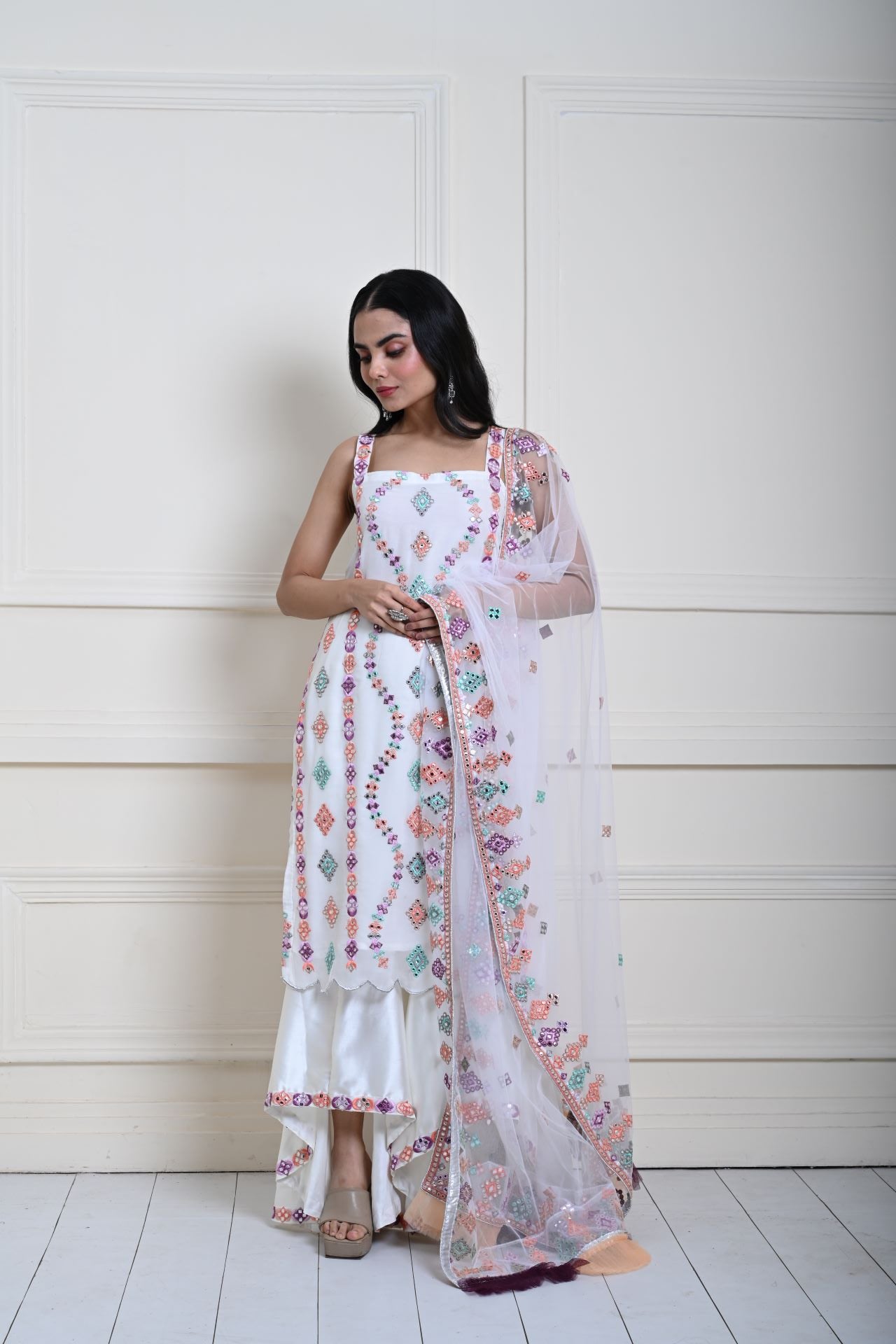 Elegant White Sharara Set | Perfect for Weddings and Parties