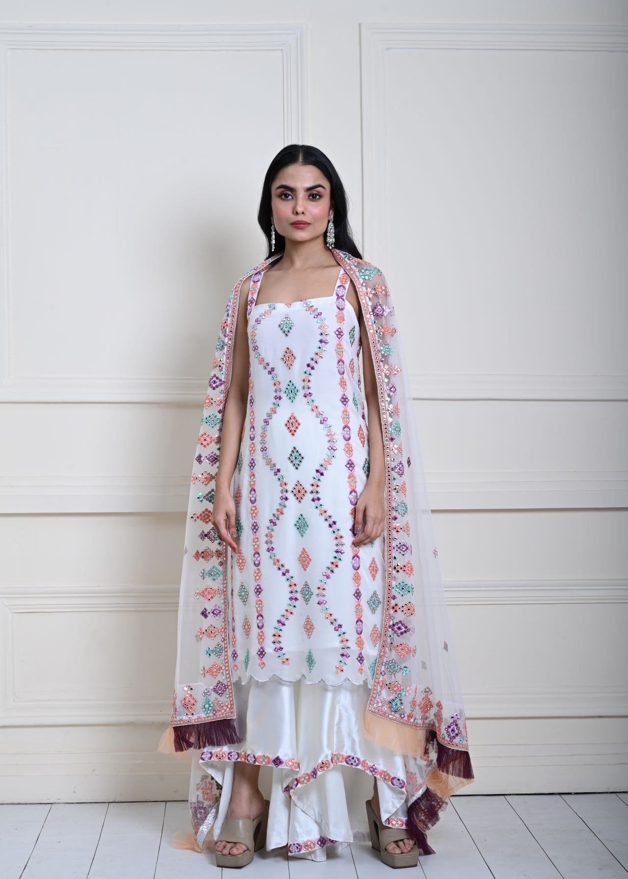 Elegant White Sharara Set | Perfect for Weddings and Parties