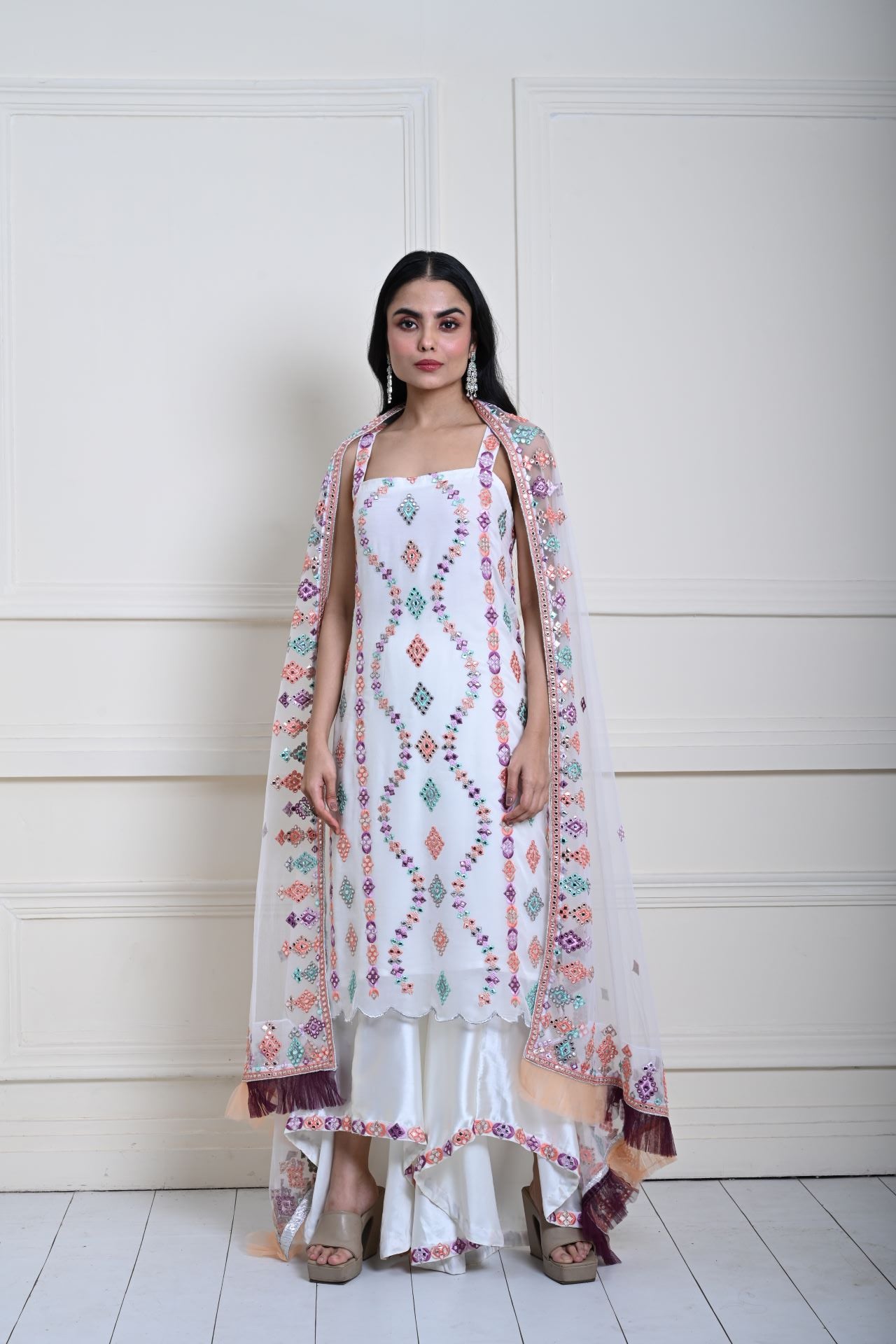 Elegant White Sharara Set | Perfect for Weddings and Parties