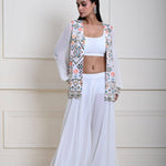 Elegant White Sharara Set | Perfect for Weddings and Parties| Indian Wedding Receptions| Indian Contemporary Fashion with Traditional Craftmanship