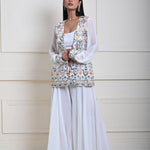 Elegant White Sharara Set | Perfect for Weddings and Parties| Indian Wedding Receptions| Indian Contemporary Fashion with Traditional Craftmanship