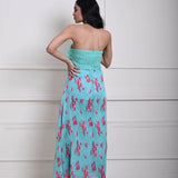 Elegant and Flowy Sea Green Maxi Dress in Comfortable Chiffon| Perfect Summer and Any Occasion