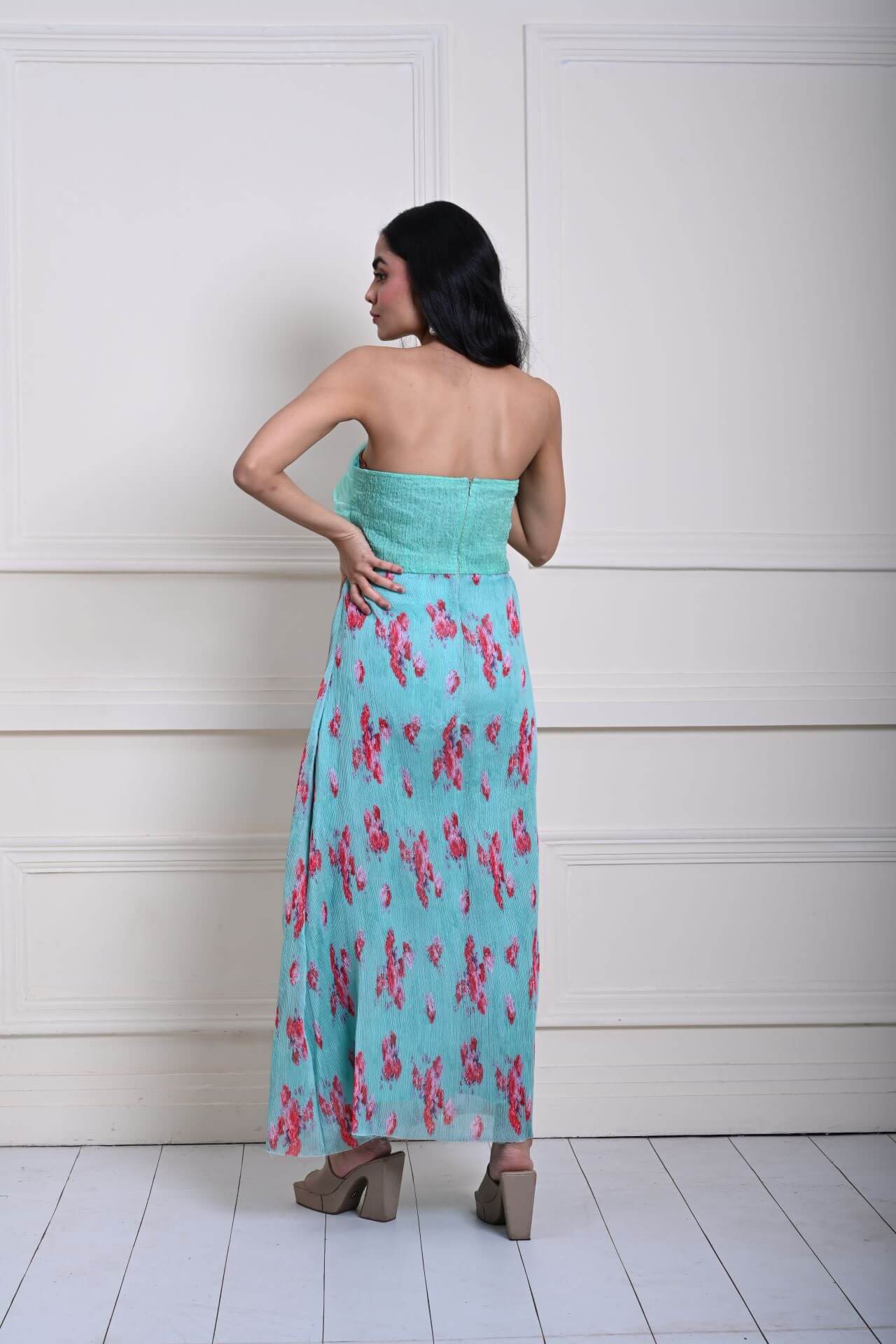 Elegant and Flowy Sea Green Maxi Dress in Comfortable Chiffon| Perfect Summer and Any Occasion