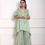 Sage Green Cape Top with Sharara Pant