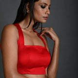 Breathable Red Cotton Halter Neck Blouse for Summer