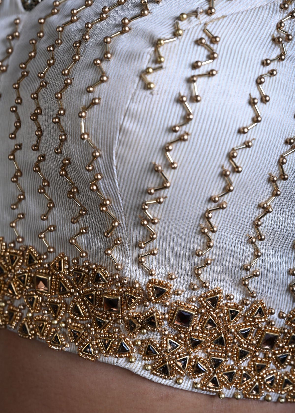White Silk Blouse with Hand Embroidery