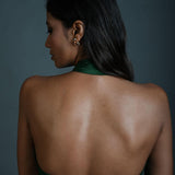 Emerald Green Halter Neck Blouse in Crepe Silk