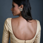 Cream Cotton Blouse with Sweetheart Neckline and Half Sleeves - Anvi Couture