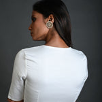 White Cotton Blouse with Half Sleeves and Round Neck - Anvi Couture