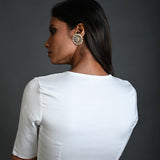 White Cotton Blouse with Half Sleeves and Round Neck - Anvi Couture