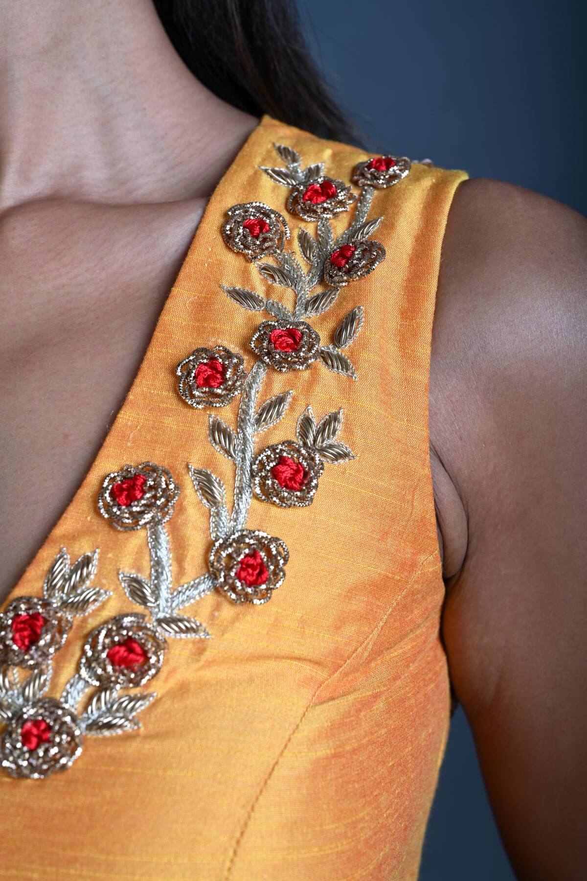 Wedding Aari Work Blouse Hand Embroidery Design In Yellow Raw Silk S Wedding Aari Work Blouse Hand Embroidery Design In Yellow Raw Silk S