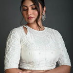 White Bridal Blouse in Hand Embroidered Work - Anvi Couture