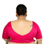 Pink Plus Size Premium Cotton Silk Blouse with Sweetheart Neckline - Anvi Couture