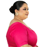 Pink Plus Size Premium Cotton Silk Blouse with Sweetheart Neckline - Anvi Couture