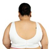 White Plus Size Premium Cotton Silk Sleeveless Blouse with Square Neck - Anvi Couture