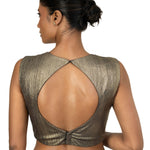 Blue Shimmer Party Wear Blouse with Sweetheart Neckline - image 4