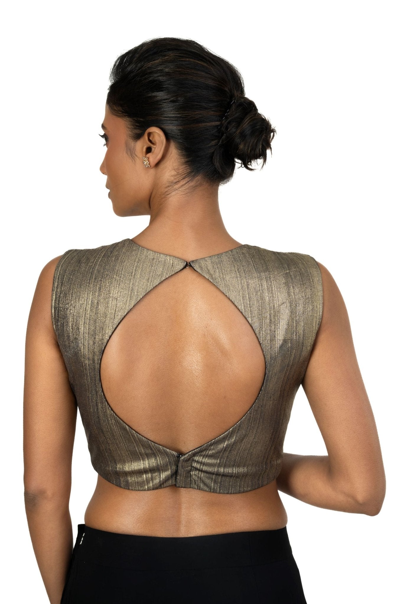 Blue Shimmer Party Wear Blouse with Sweetheart Neckline - Anvi Couture