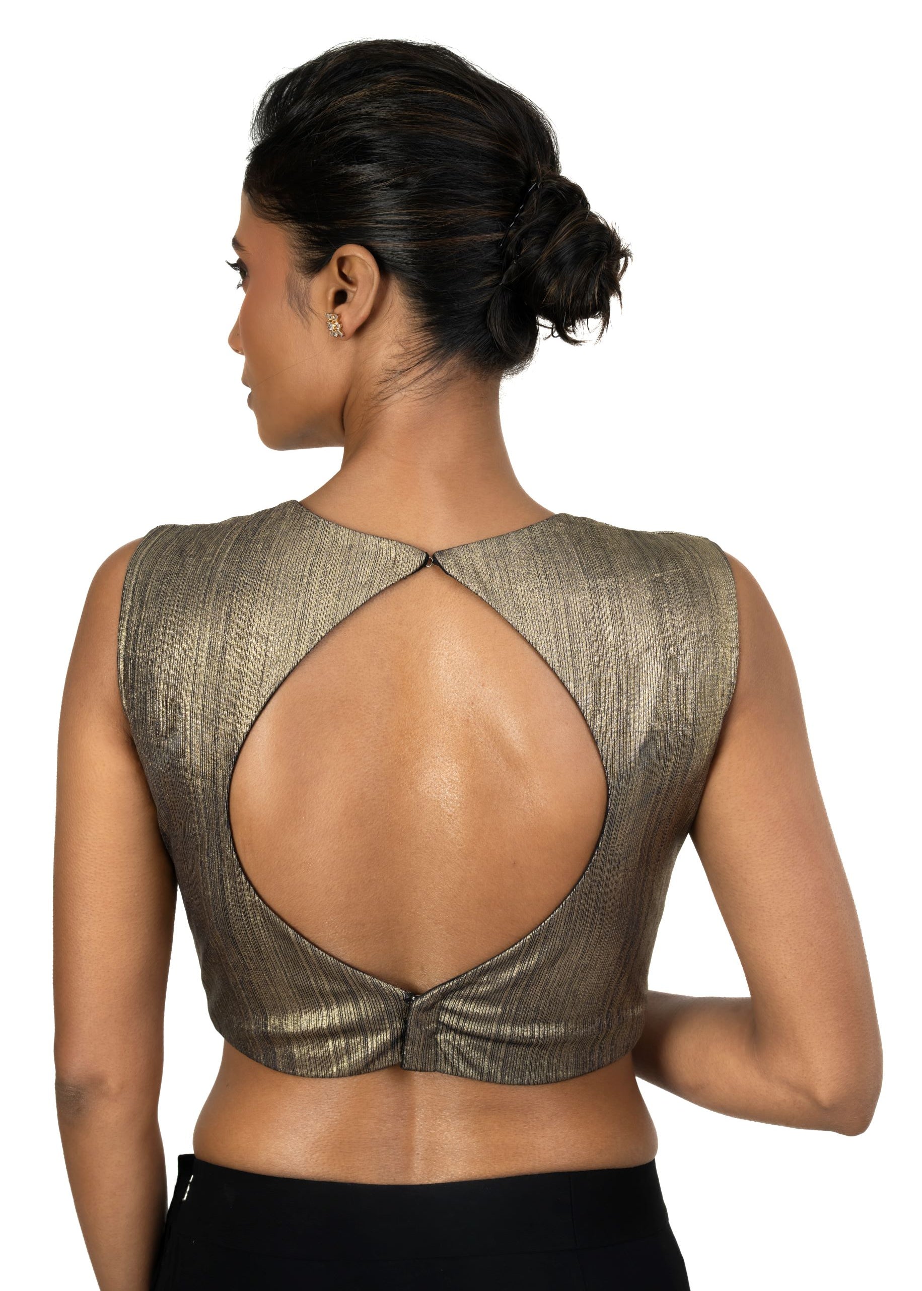 Blue Shimmer Party Wear Blouse with Sweetheart Neckline - image 4