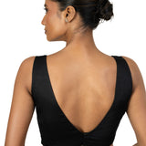 Black Sleeveless blouse with Front and Back V Neckline - image 4