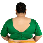 Green Queen Anne Plus Size Blouse with Elbow Sleeve - Anvi Couture