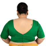 Green Queen Anne Plus Size Blouse with Elbow Sleeve - Anvi Couture