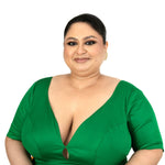 Green Queen Anne Plus Size Blouse with Elbow Sleeve - Anvi Couture