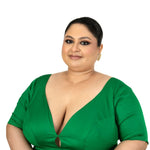 Green Queen Anne Plus Size Blouse with Elbow Sleeve - Anvi Couture