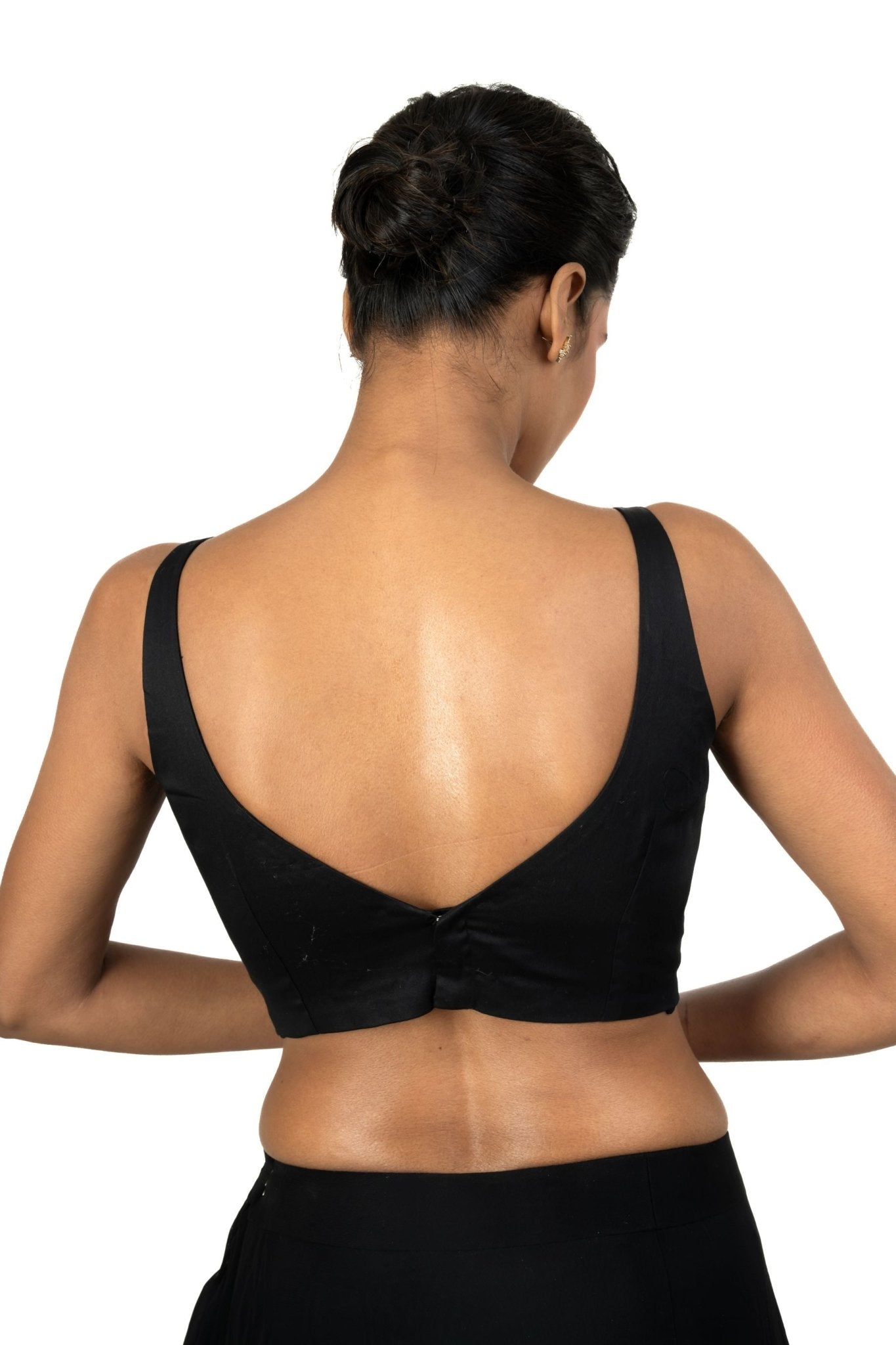 Black Sweetheart Neckline Blouse With U Back Closure - Anvi Couture